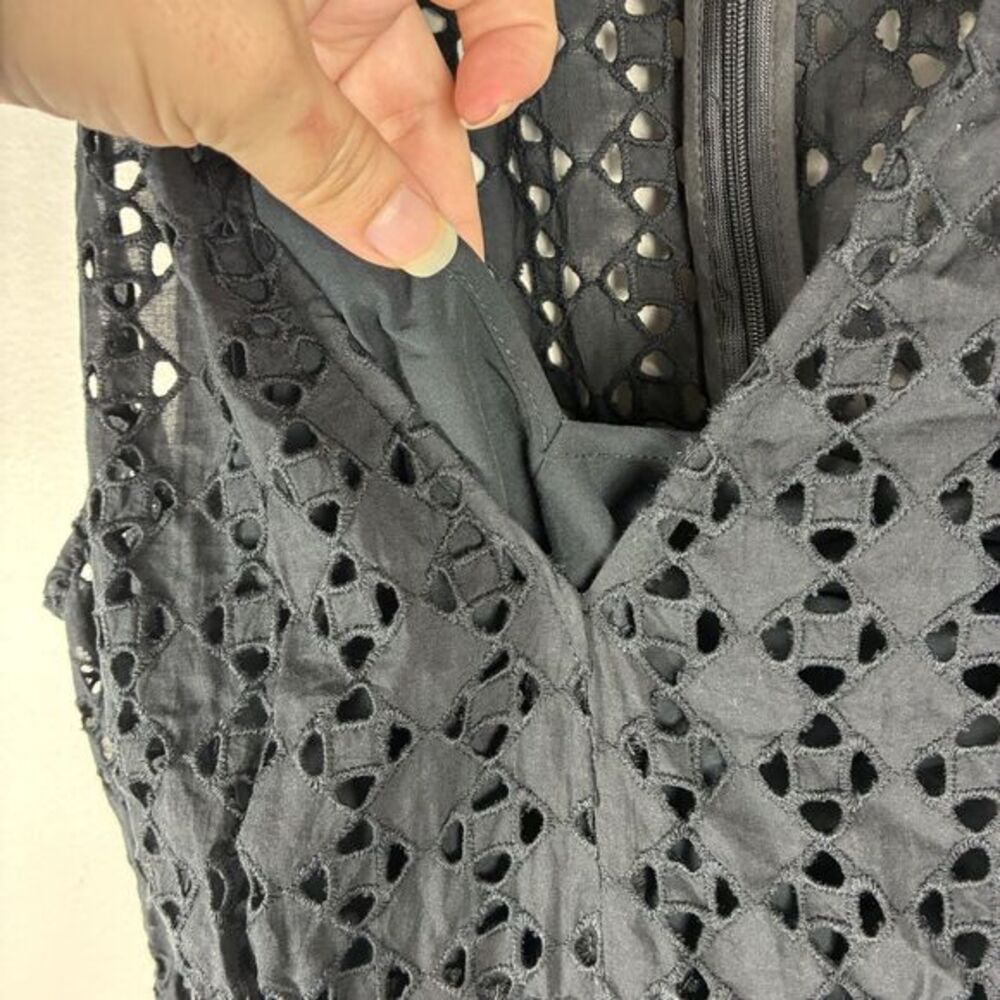 Madewell Sleeveless‎ Eyelet V-Neck Maxi Dress Black NS772 size 6 NWT - Picture 6 of 10